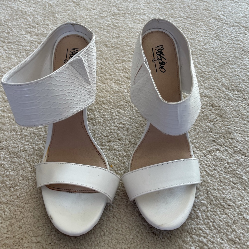 White sandal heels